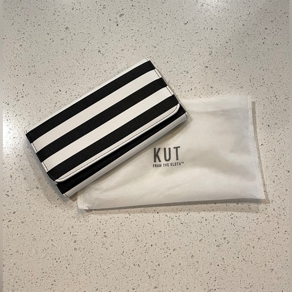 NWOT KUT FROM THE KLOTH WALLET-  Slim Wallet with Black and White Stripes